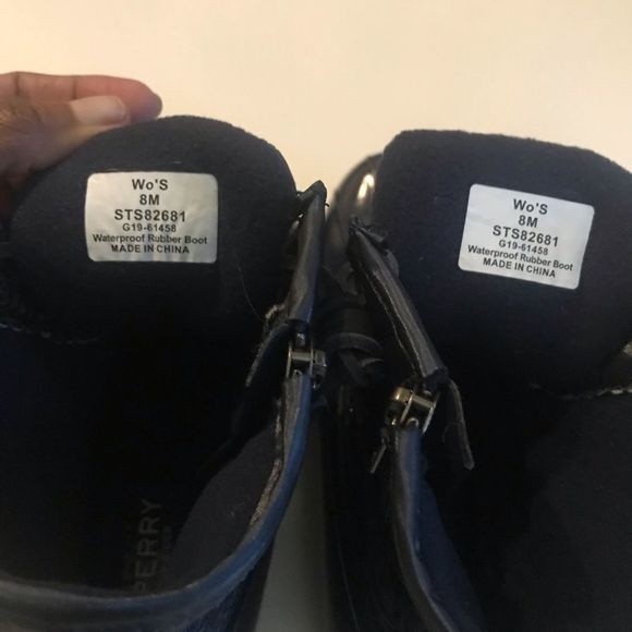 SPERRY Duck Boots Nylon Quilted Saltwater Navy STS-82681 Size 8 - Picture 5 of 10